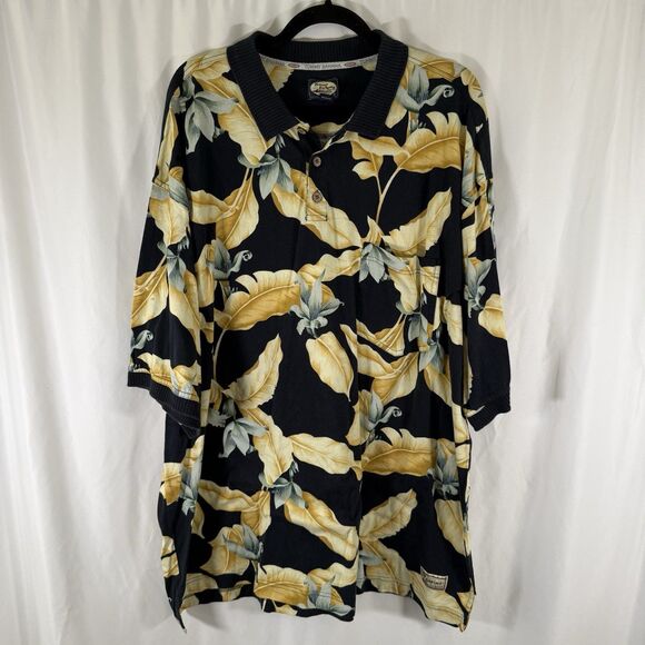 Tommy Bahama Hawaiian Shirt Men's XXL Blue Yellow Floral Short Sleeve Cotton - Picture 1 of 13